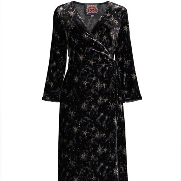 Johnny Was Stardust Velvet Silk Blend Wrap Dress NWT - Picture 4 of 7